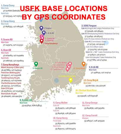 Base Locations In Korea with GPS
