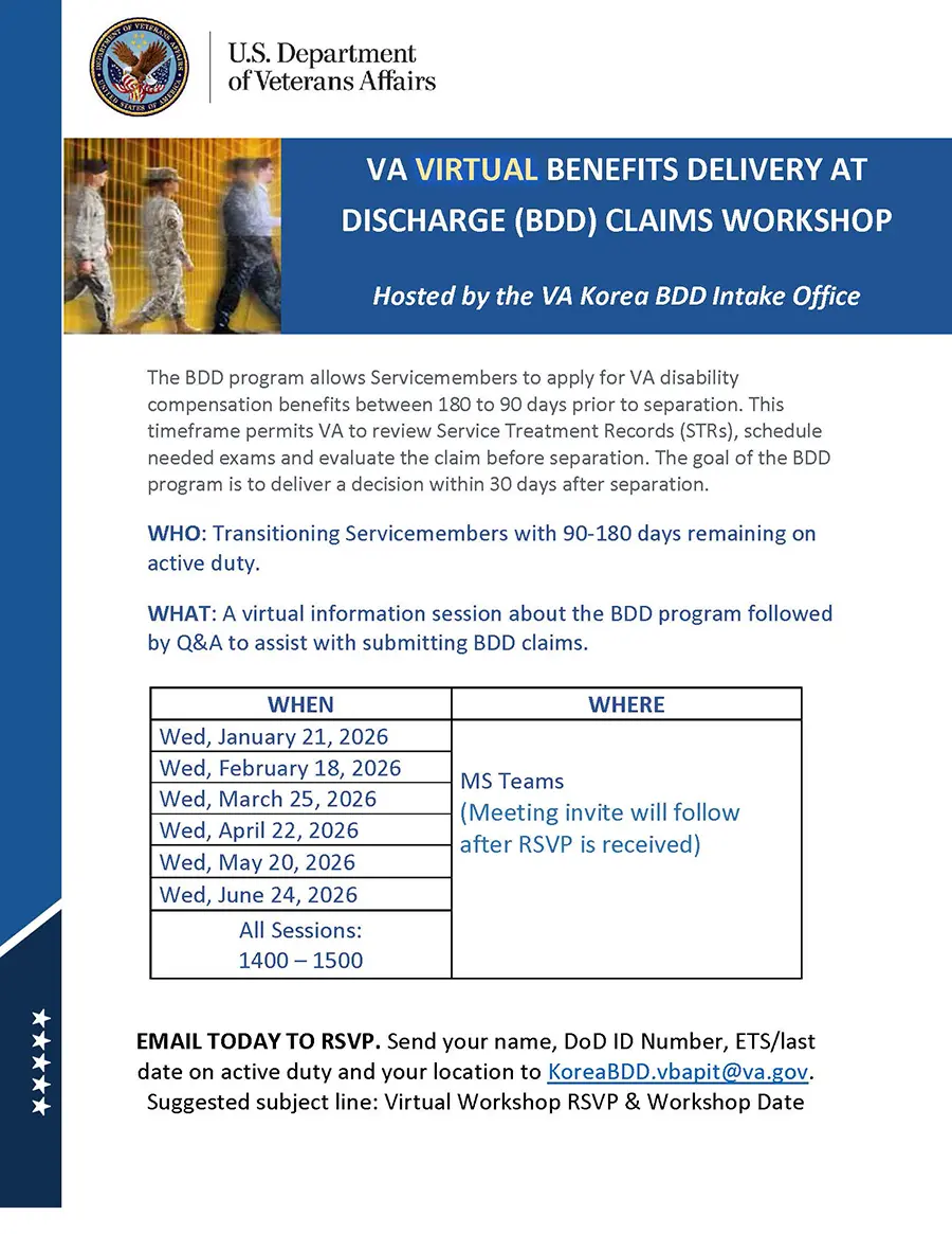 VA BDD Virtual Workshop Schedule Korea
